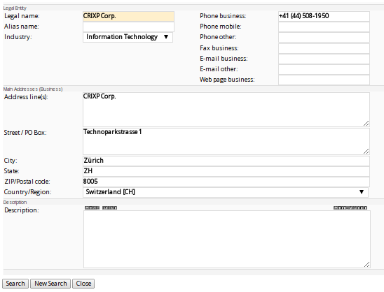 Create Legal Entity